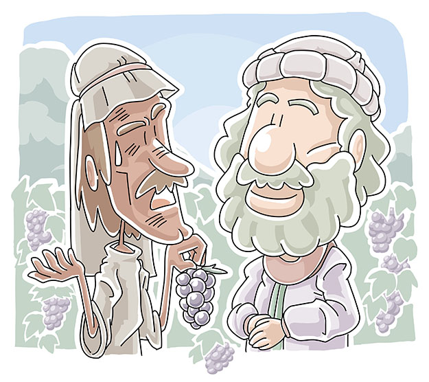 Workers at a vineyard